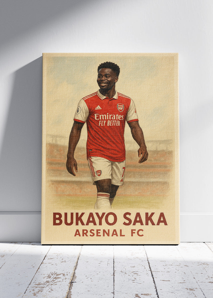 Bukayo Saka Arsenal FC Football Wall Art | Modern Premier League Star Poster & Canvas