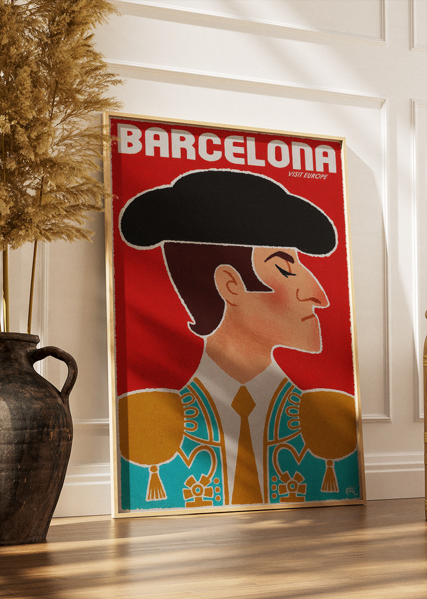 Barcelona Matador Poster & Canvas Print – Vintage Spain Travel Art