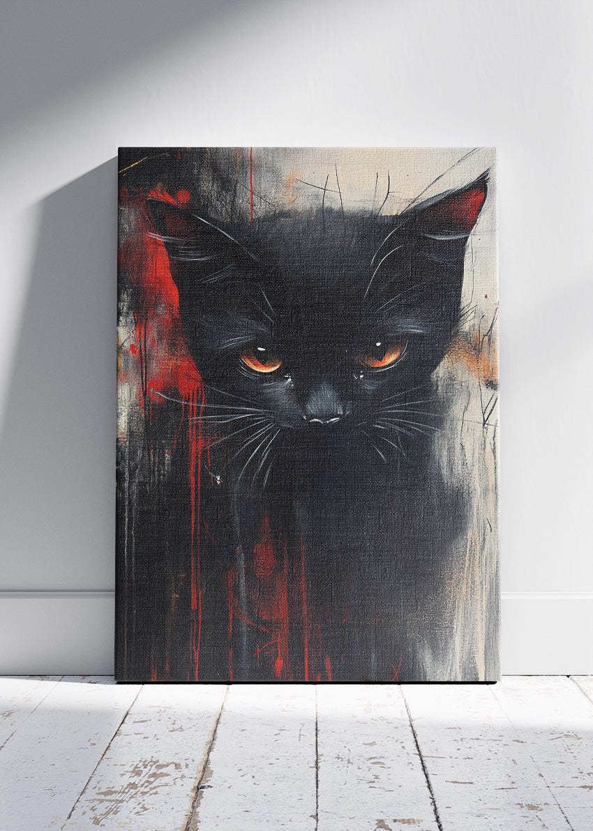 Black Cat Canvas Print & Poster – Dark Modern Animal Wall Art
