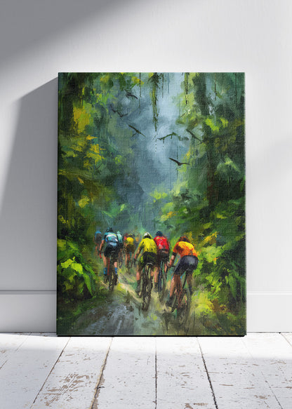 Forest Peloton Cycling Art Print & Canvas – Lush Green Endurance Road Cycling Wall Art