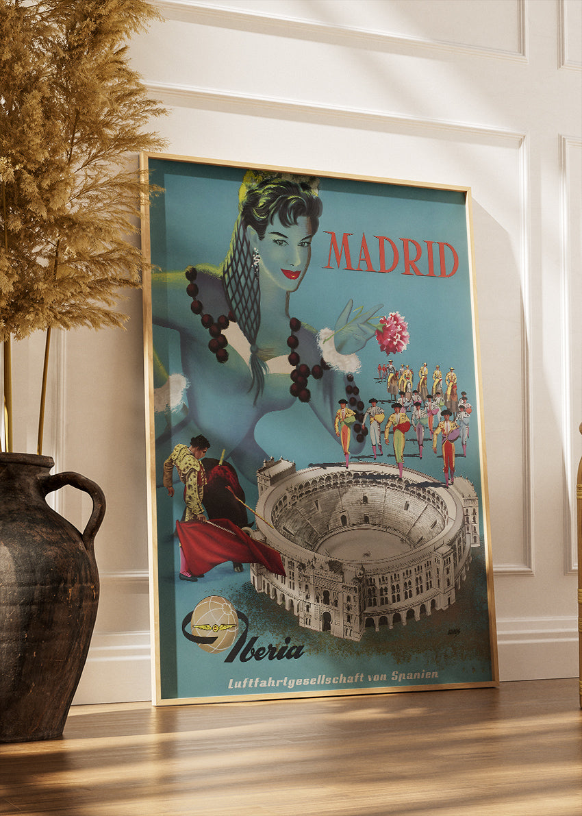 Madrid Spain Poster & Canvas Print – Vintage Iberia Bullring Travel Art