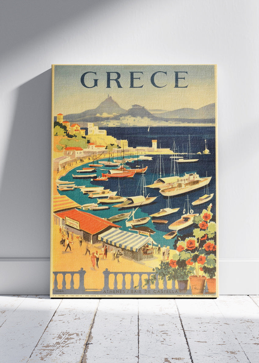 Greece Vintage Poster & Canvas Print – Classic Mediterranean Travel Art