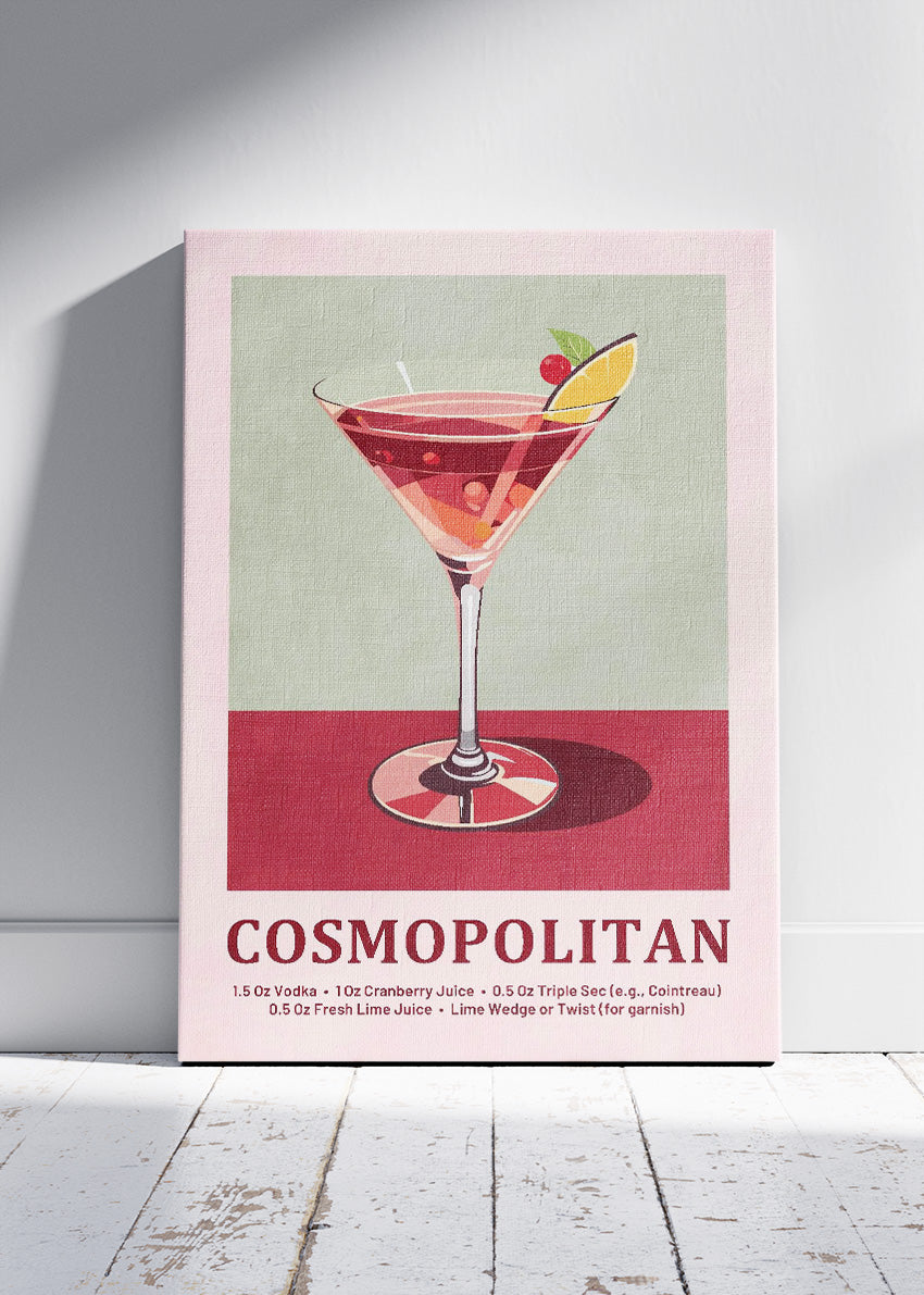 Cosmopolitan Cocktail Poster & Canvas Print | Classic Modern Bar Wall Art
