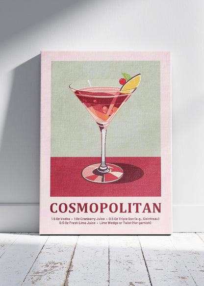 Cosmopolitan Cocktail Poster & Canvas Print | Classic Modern Bar Wall Art