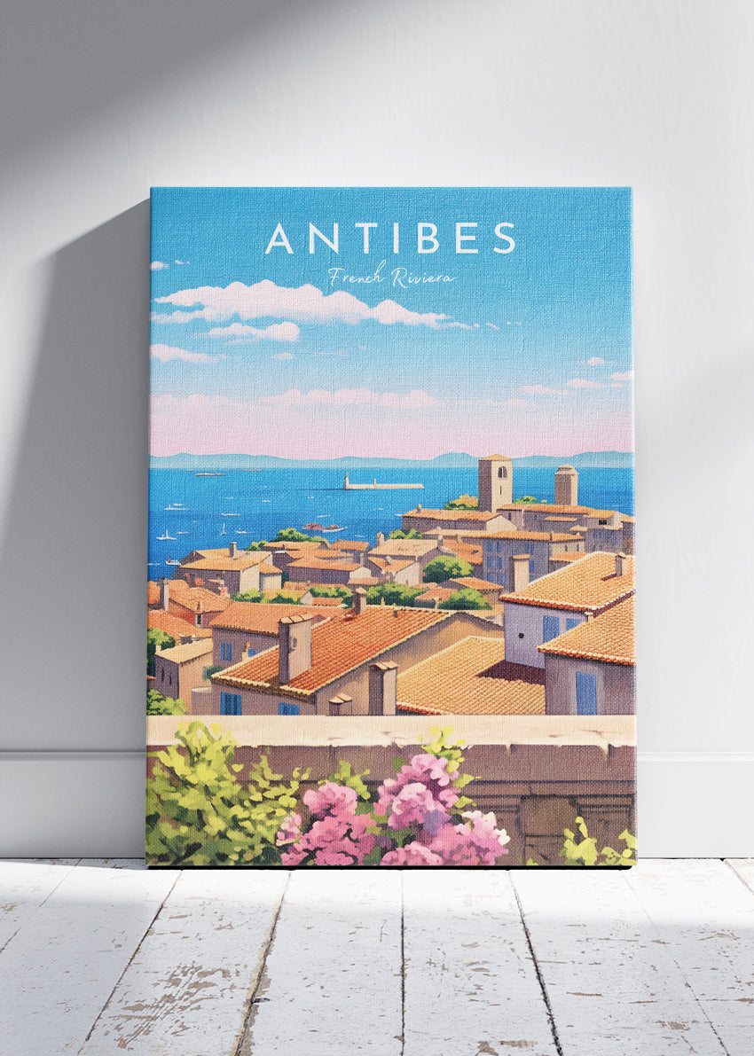 Antibes French Riviera Poster & Canvas Print – Vintage Coastal Travel Art