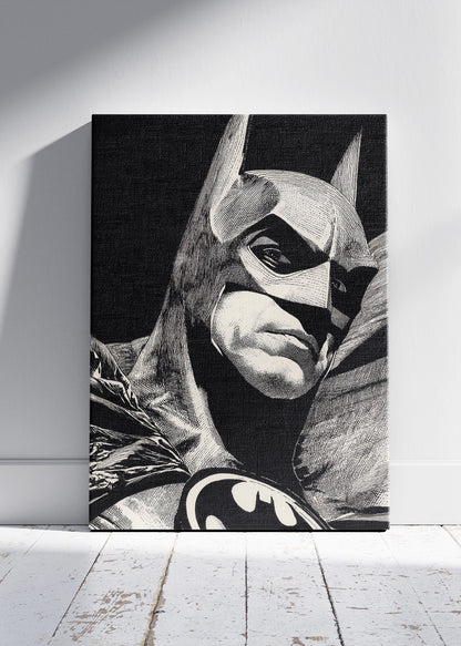 Batman Dark Knight Portrait – Monochrome Superhero Canvas & Poster Print – AI PRINT LAB