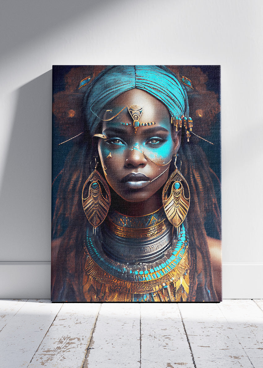 Royal African Queen Portrait Canvas & Poster Print – AI PRINT LAB