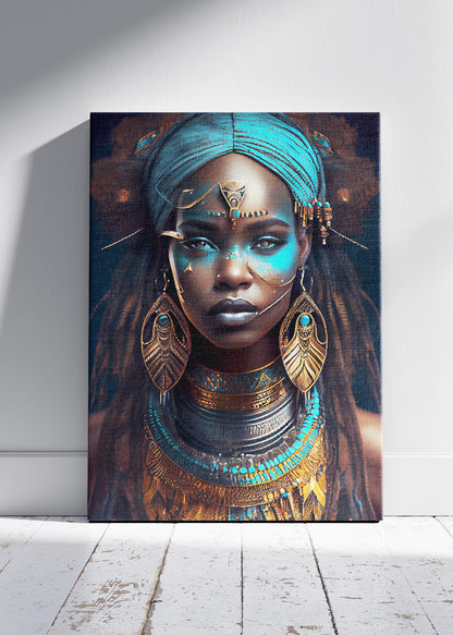 Royal African Queen Portrait Canvas & Poster Print – AI PRINT LAB