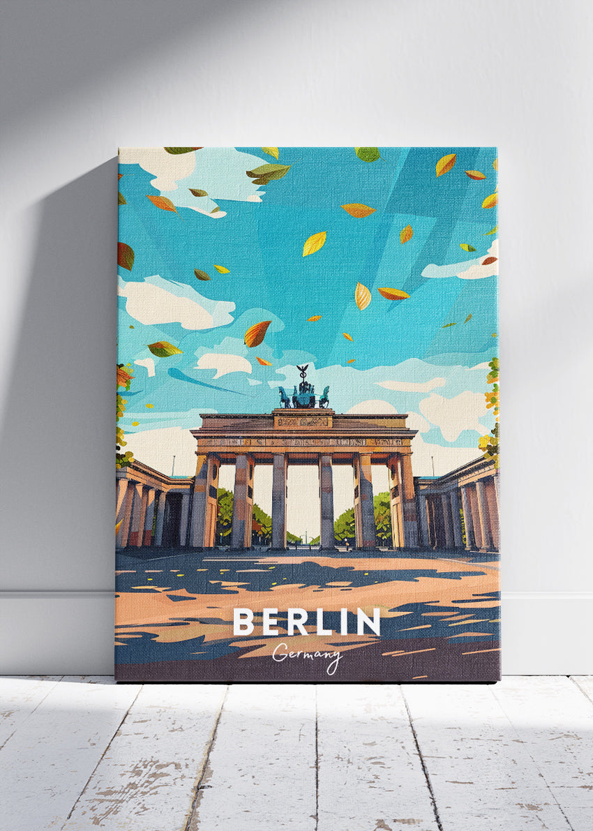 Berlin Germany Poster & Canvas Print – Vintage Autumn Brandenburg Gate Art