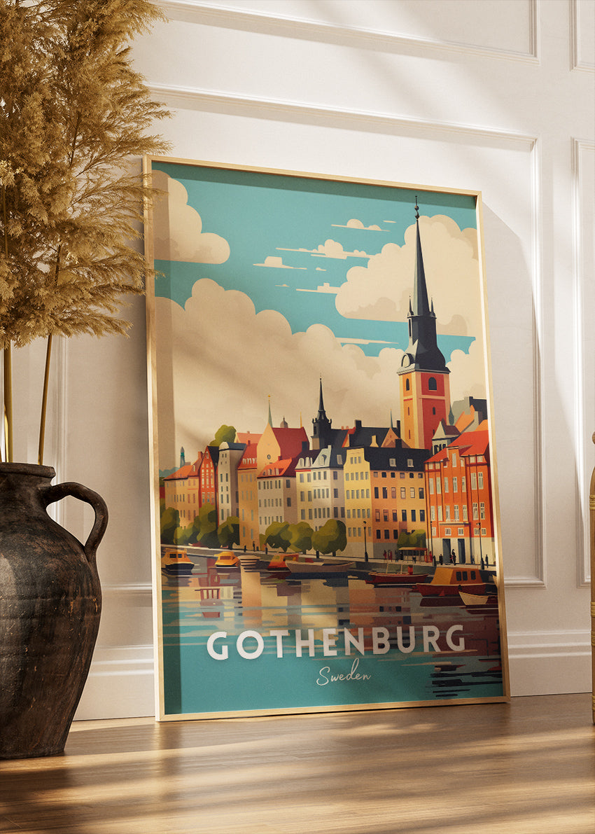 Gothenburg Sweden Harbour Poster & Canvas Print – Vintage Scandinavian Travel Art