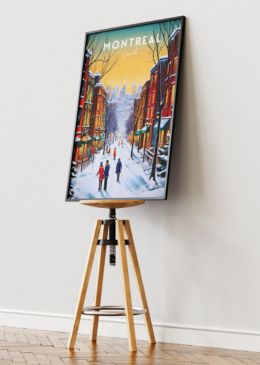 Montreal Canada Winter Street Scene Poster & Canvas Print – City Wall Art