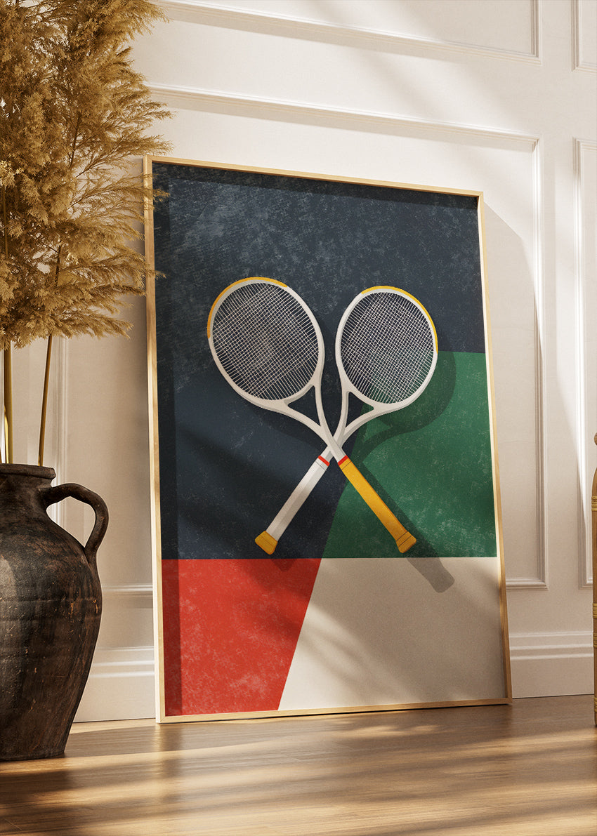 Tennis Rackets Poster & Canvas Print – Modern Minimalist Sports Wall Art