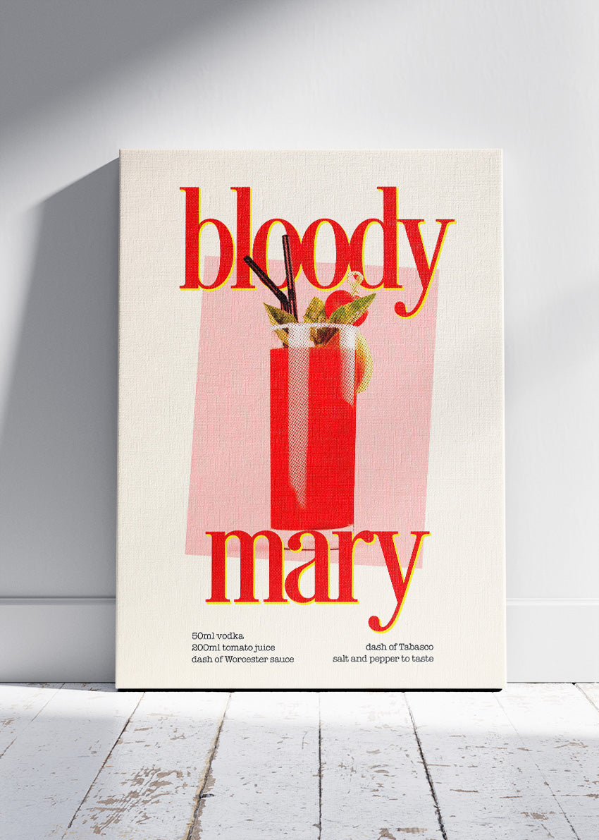 Bloody Mary Modern Cocktail Poster & Canvas Print | Minimalist Bar Wall Art