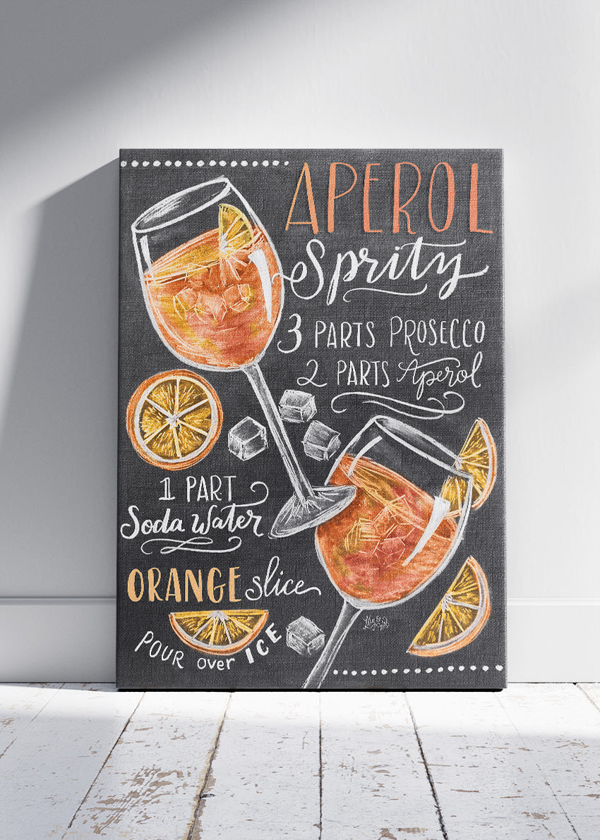 Aperol Spritz Chalkboard Recipe Poster & Canvas Print | Vintage Cocktail Wall Art