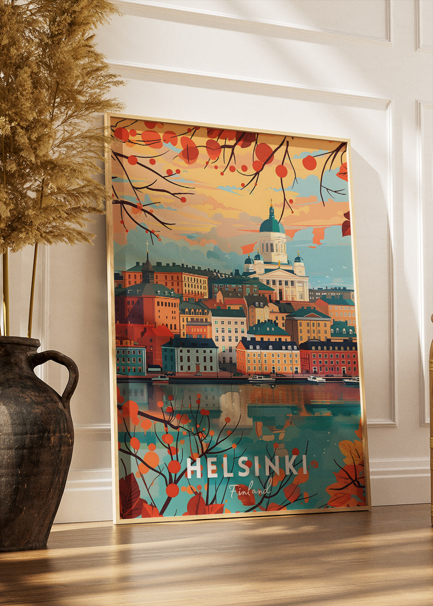 Helsinki Finland Skyline Poster & Canvas Print – Vintage Nordic Travel Art