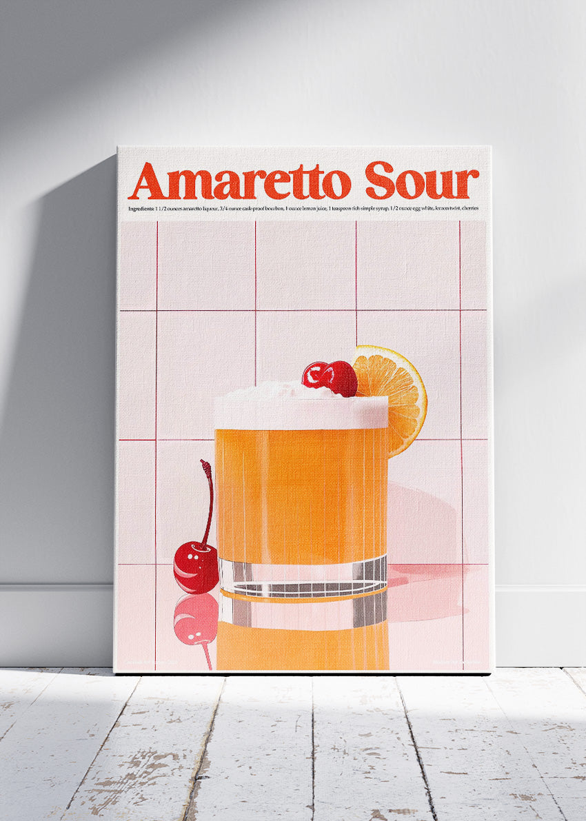 Amaretto Sour Poster & Canvas Print | Modern Cocktail Wall Art