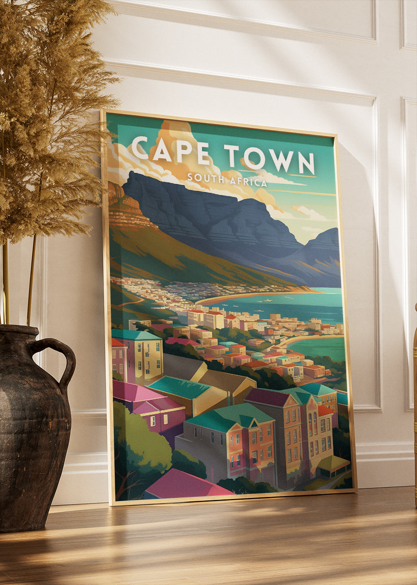 Cape Town South Africa Poster & Canvas Print – Modern Illustrated Table Mountain Art