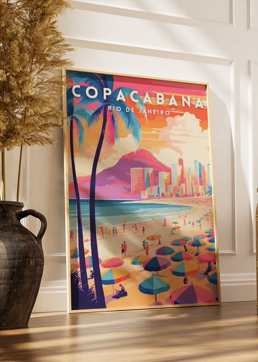 Copacabana Rio de Janeiro Travel Poster & Canvas Print – Brazil Wall Art