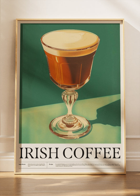 Irish Coffee Vintage Poster & Canvas Print | Classic Coffee Cocktail Wall Art