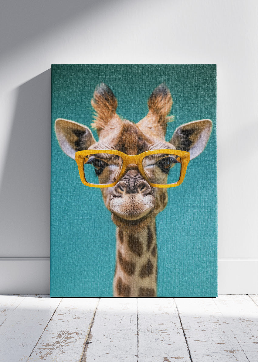 Funny Giraffe Poster & Canvas Print – Cute Animal Art with Glasses