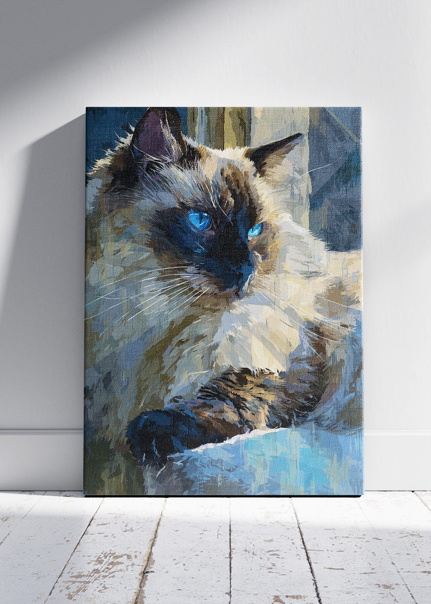 Blue-Eyed Siamese Cat Canvas Print & Poster – Luxury Pet Wall Art