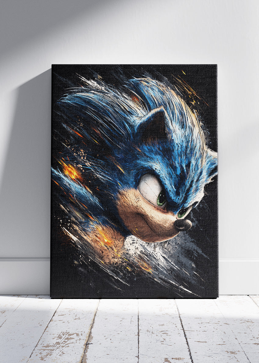 Blue Speed Hero Poster & Canvas Print – Dynamic Gaming Art