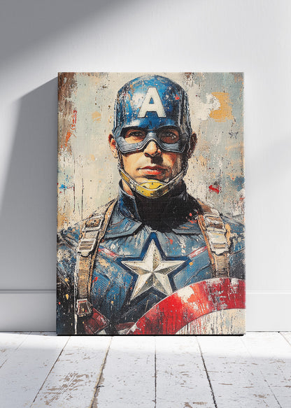 Captain America – Modern Patriotic Portrait Canvas & Poster Print – AI PRINT LAB