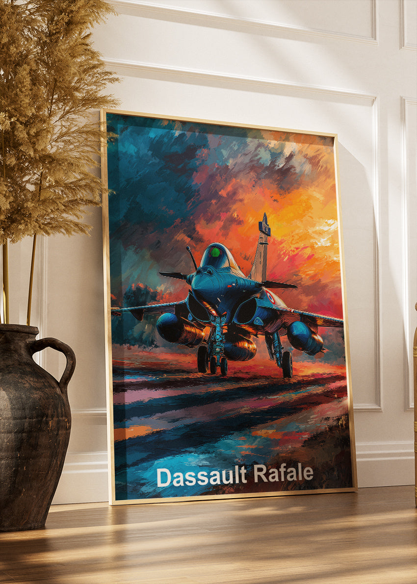 Dassault Rafale Sunset Fighter Jet Poster & Canvas Print – Vibrant Aviation Art – Aiprintlab