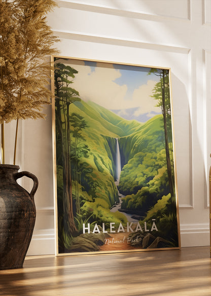 Haleakalā National Park Poster & Canvas Print – Maui Waterfall Tropical Forest Wall Art