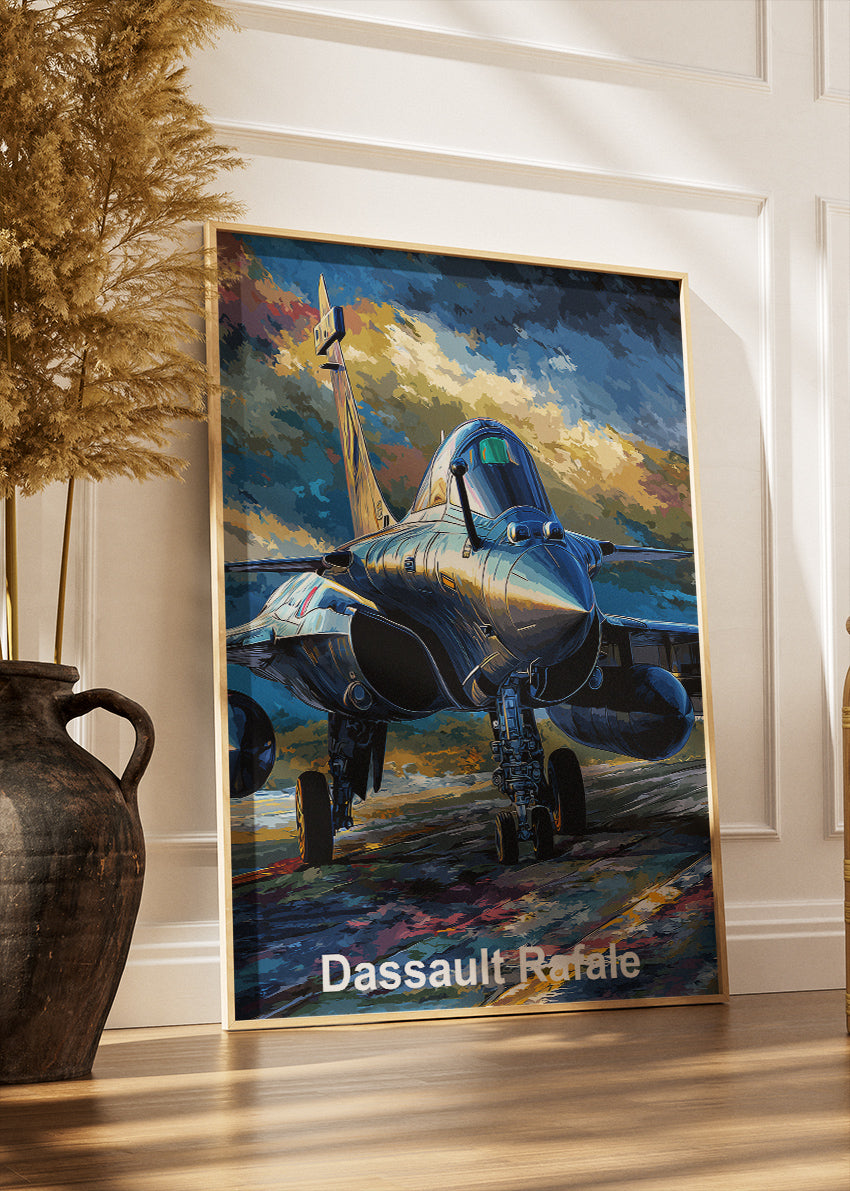 Dassault Rafale Storm Runway Poster & Canvas Print – Metallic Fighter Jet Artwork – Aiprintlab