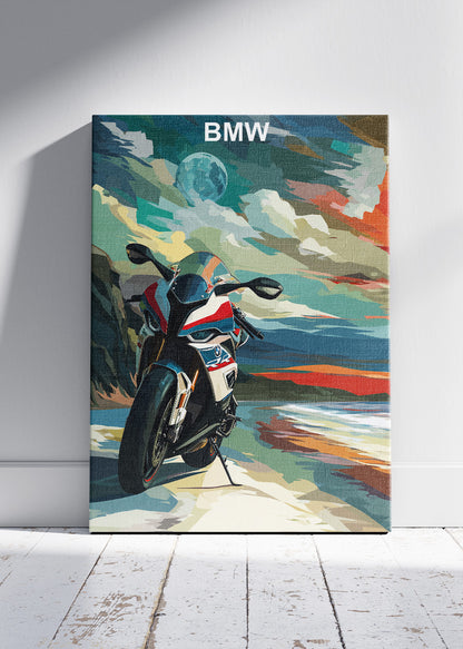 BMW Superbike Coastal Art Poster & Canvas