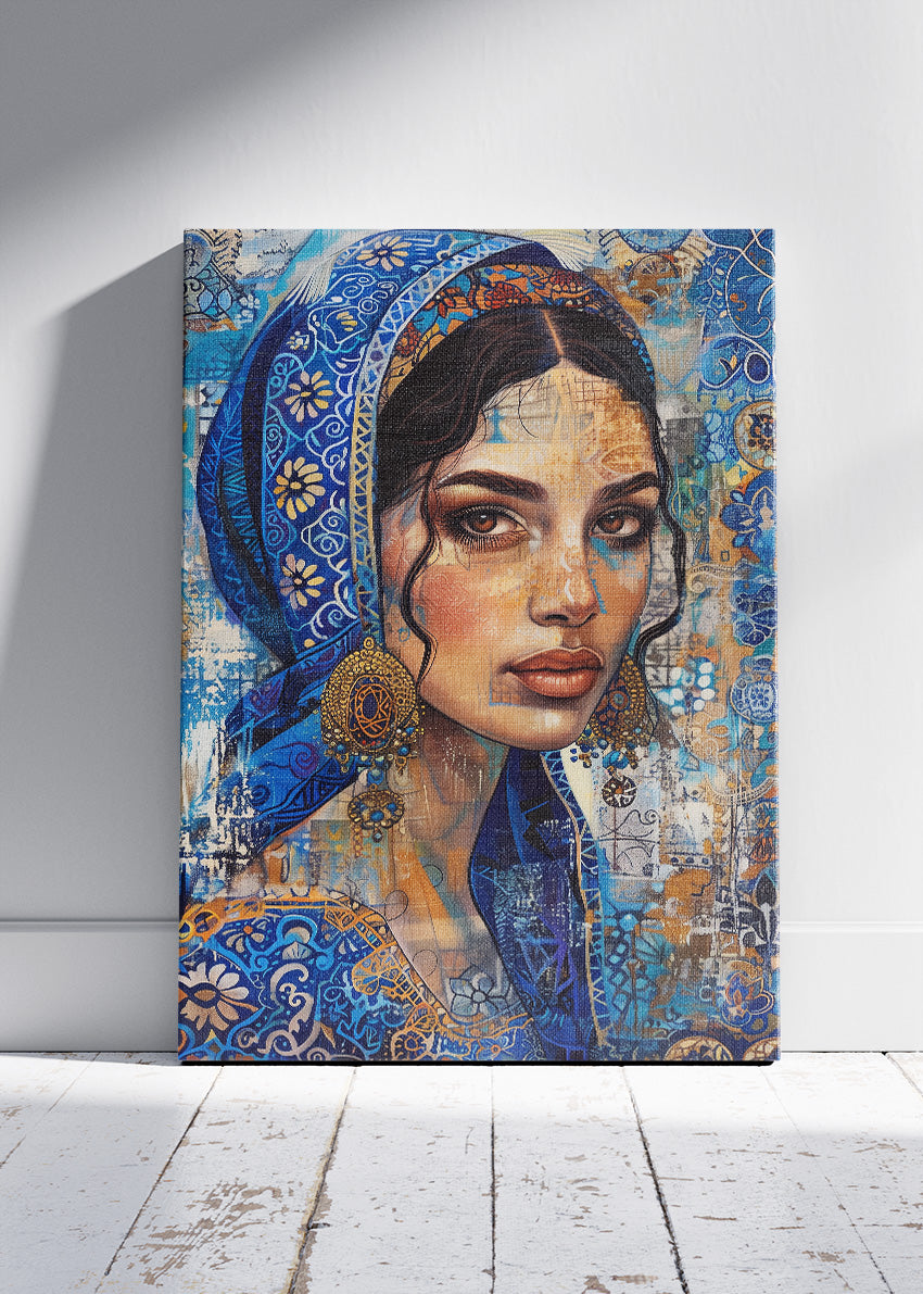 Royal Sapphire Mosaic Portrait Canvas & Poster Print – AI PRINT LAB