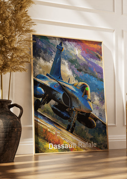 Dassault Rafale Sunset Ascent Poster & Canvas Print – Vibrant Fighter Jet Artwork – Aiprintlab