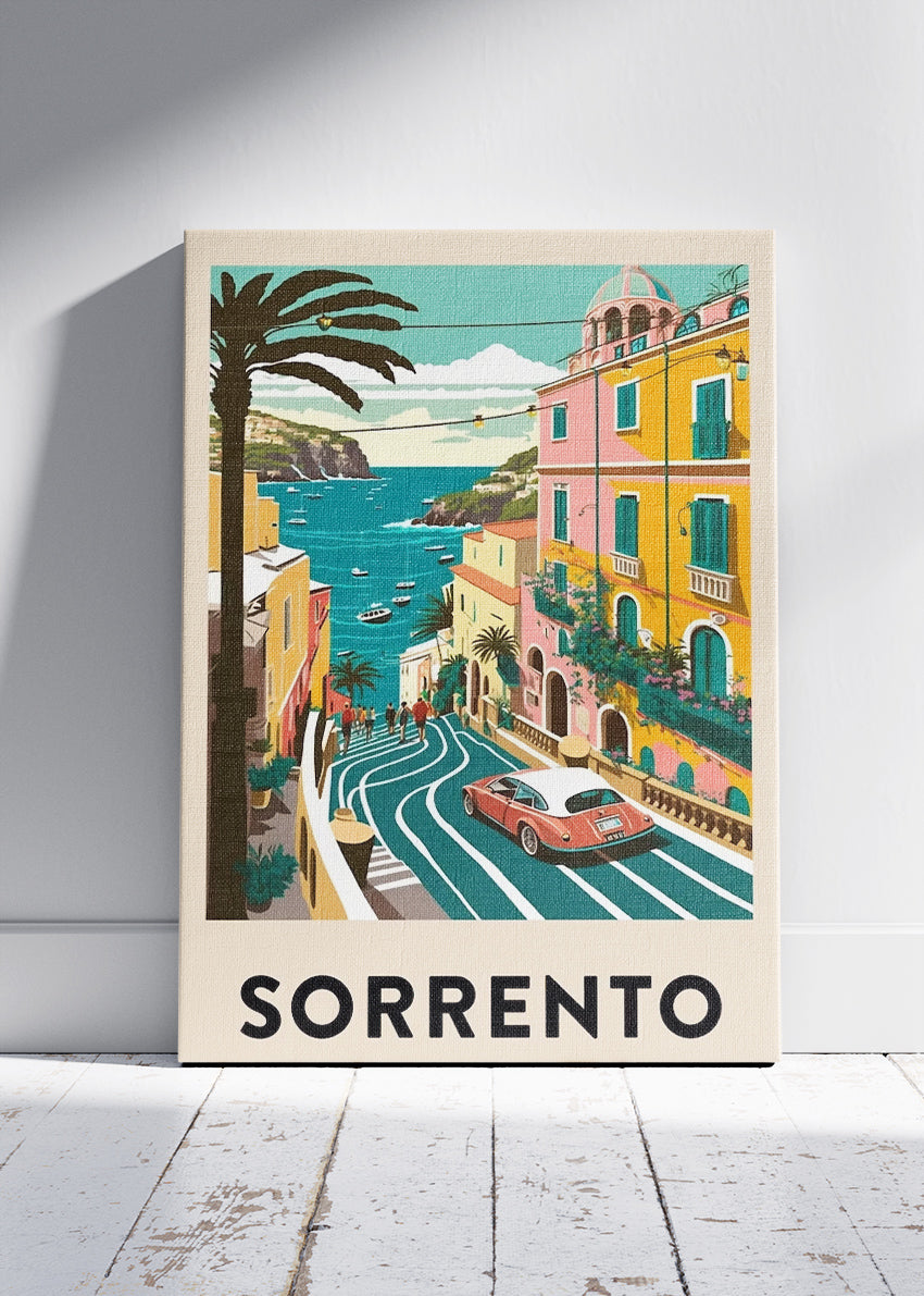 Sorrento Italy Poster & Canvas Print – Illustrated Amalfi Coast Street View Art