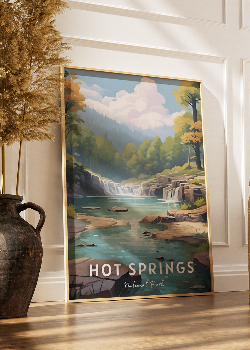 Hot Springs National Park Poster & Canvas Print – Scenic Waterfalls Arkansas Nature Wall Art