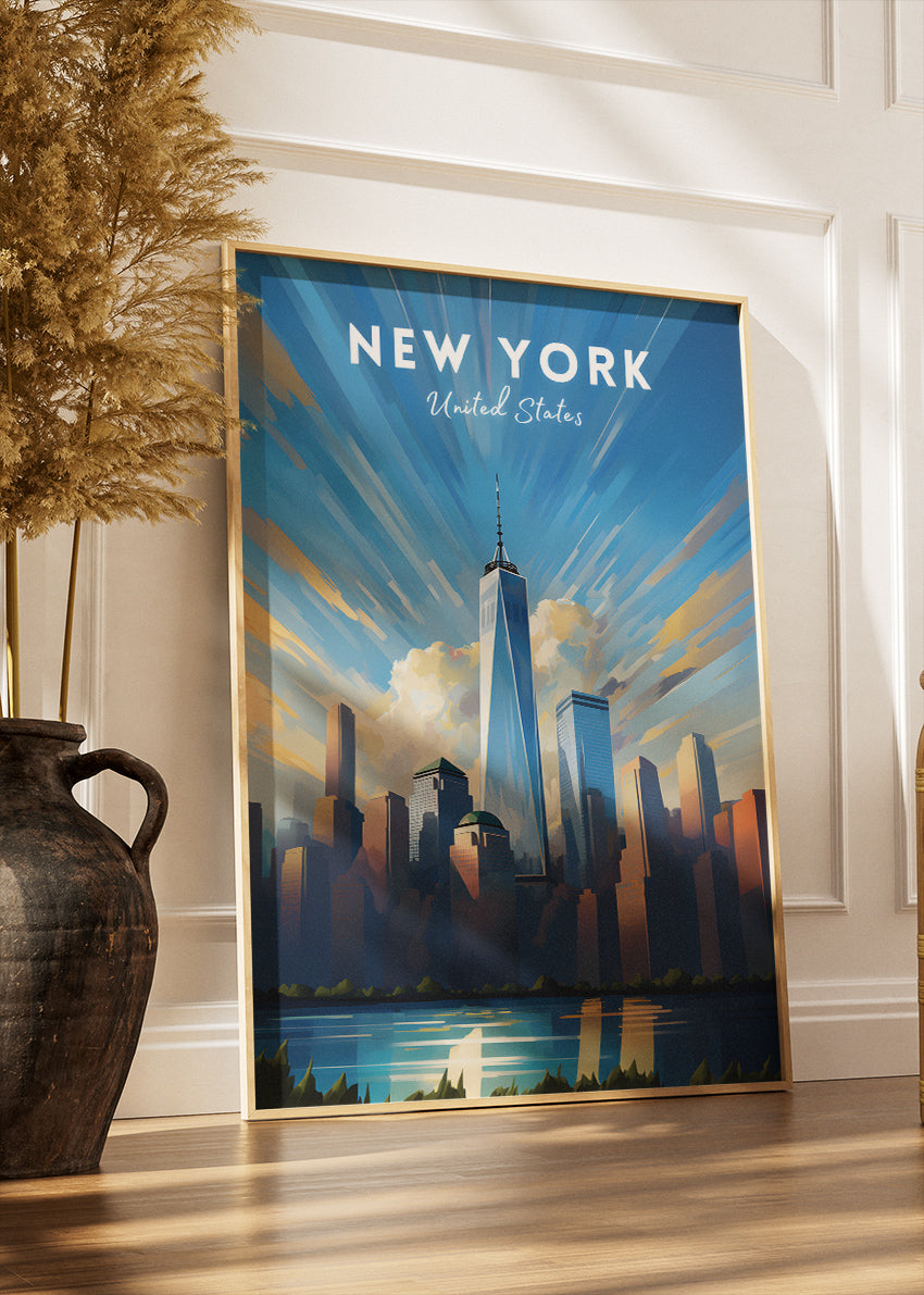 New York United States Poster & Canvas Print – One World Trade Center Skyline Illustration