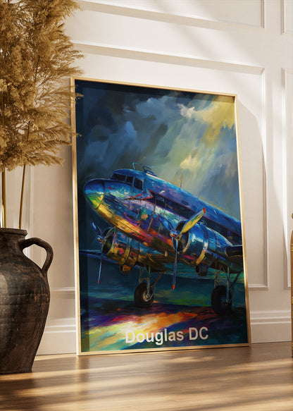 Douglas DC Vintage Aircraft Poster & Canvas Print – Classic Propeller Plane Art – Aiprintlab