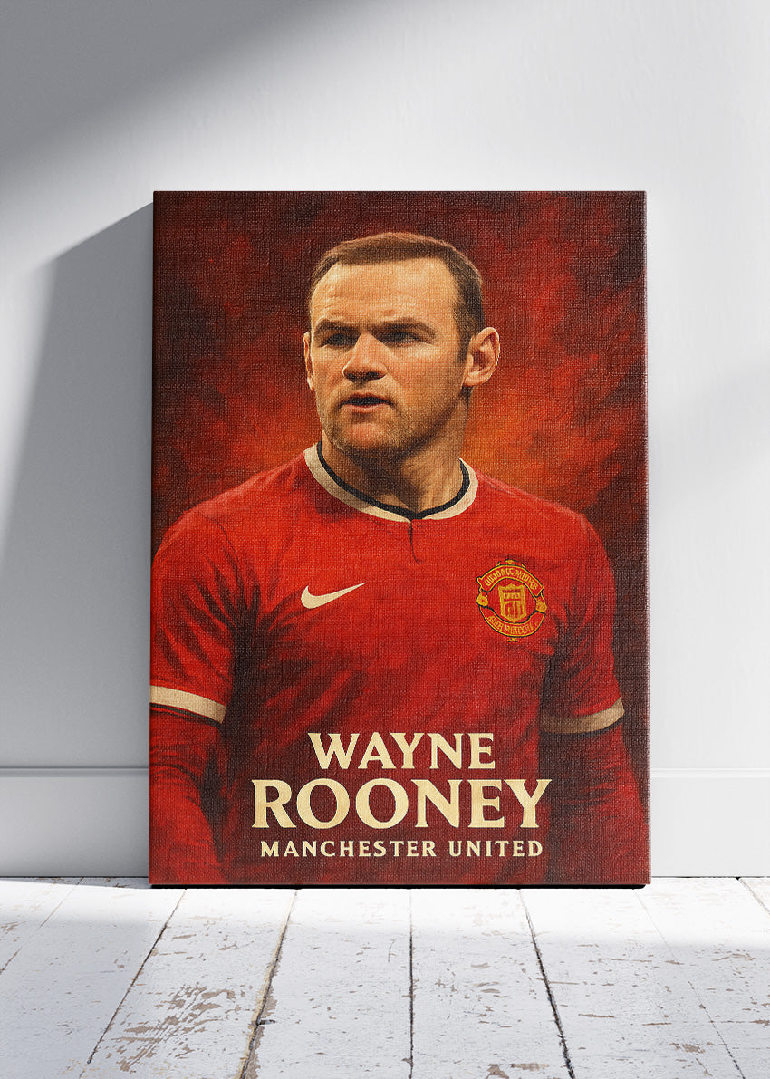 Wayne Rooney Manchester United Football Wall Art | Legendary Red Devils Striker Poster & Canvas