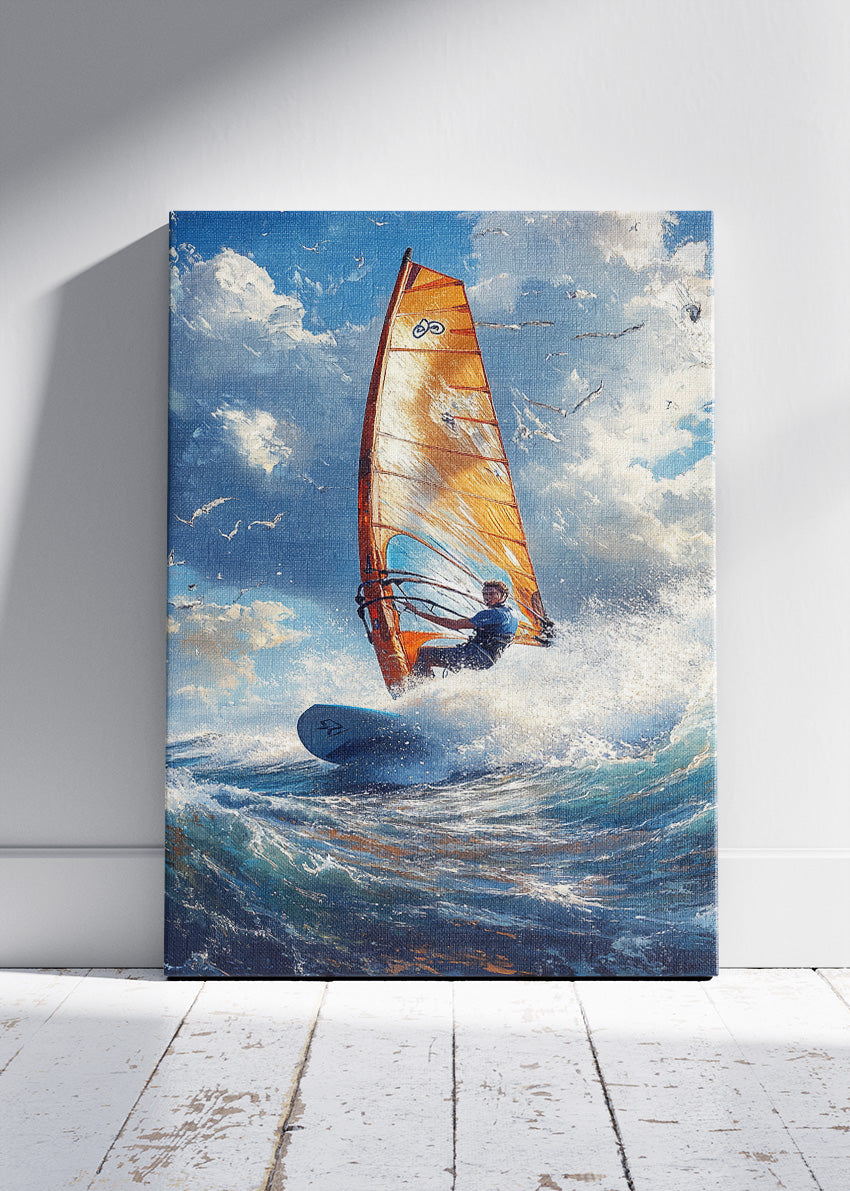 Ocean Energy Windsurfer – Dynamic Coastal Action Wall Art Poster & Canvas – AI PRINT LAB