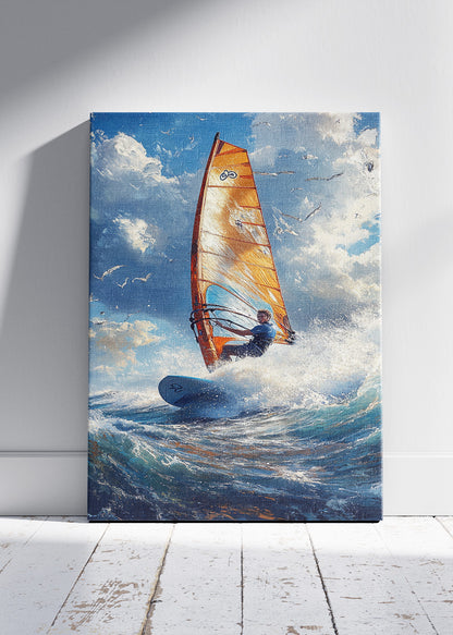 Ocean Energy Windsurfer – Dynamic Coastal Action Wall Art Poster & Canvas – AI PRINT LAB