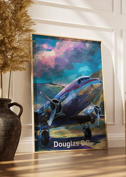 Douglas DC Classic Aircraft Poster & Canvas Print – Vintage Propeller Plane Art – Aiprintlab