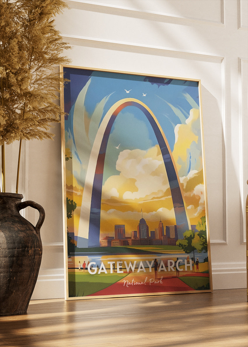 Gateway Arch National Park Poster & Canvas Print – St. Louis Skyline Illustration