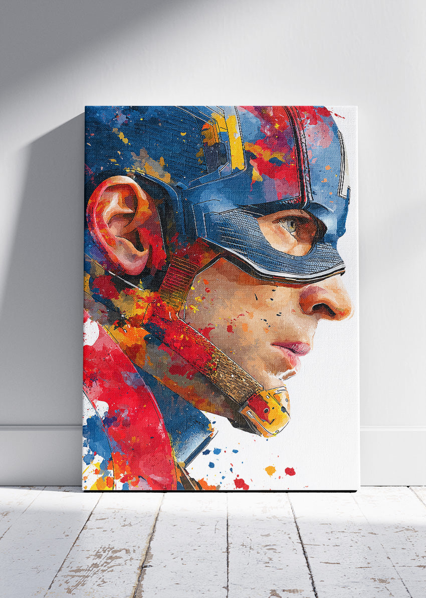 Captain America – Artistic Side Profile Canvas & Poster Print – AI PRINT LAB