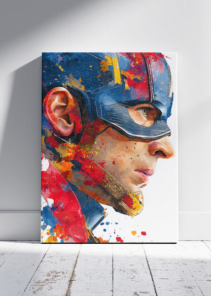 Captain America – Artistic Side Profile Canvas & Poster Print – AI PRINT LAB