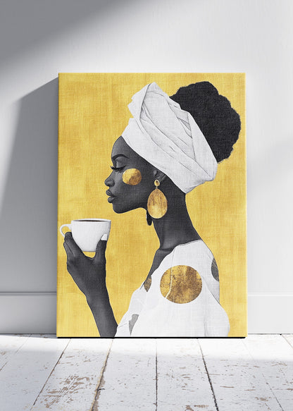 Golden Serenity Portrait Canvas & Poster Print – AI PRINT LAB