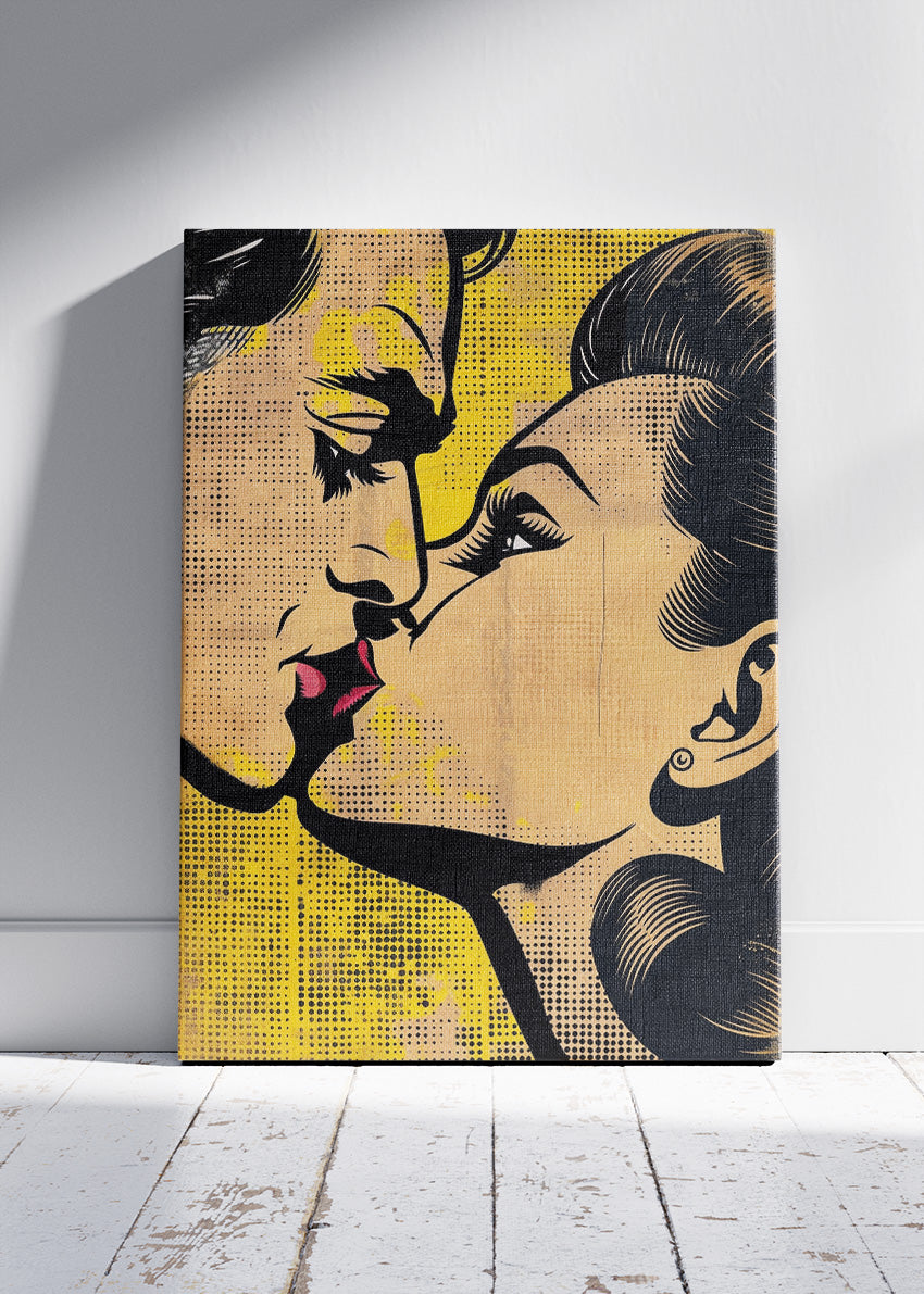 Retro Pop Art Kiss Canvas & Poster Print – AI PRINT LAB