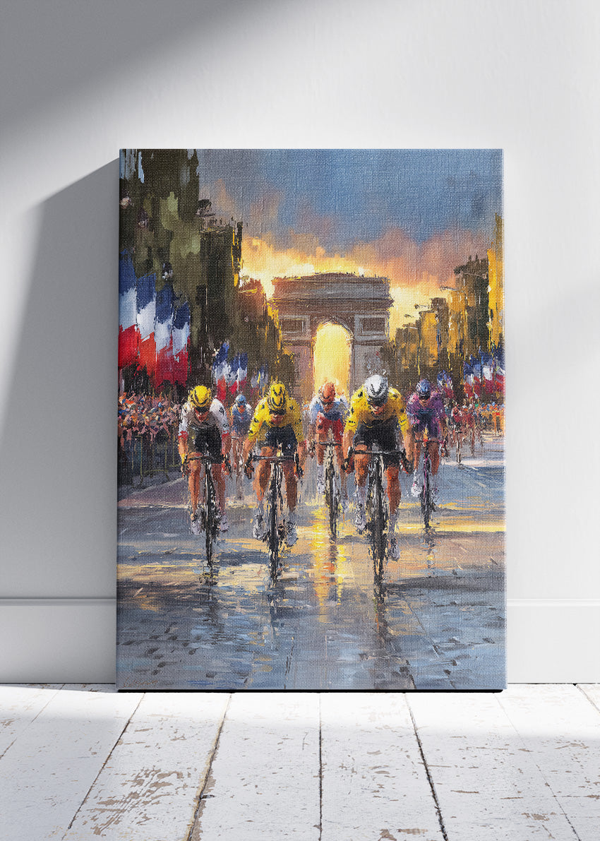Tour de France Arc de Triomphe Sprint Cycling Art Print & Canvas – Paris Champs-Élysées Finish