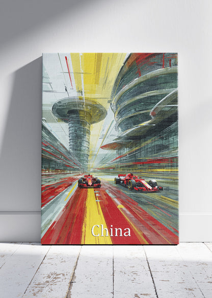 China Formula One Futuristic Circuit Poster & Canvas | Cinematic Motorsport Wall Art