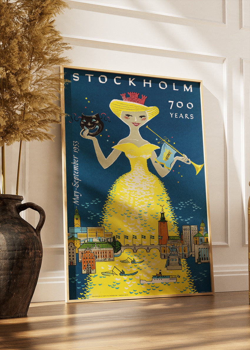 Stockholm 700 Years Poster & Canvas Print – Vintage Swedish Anniversary Travel Art