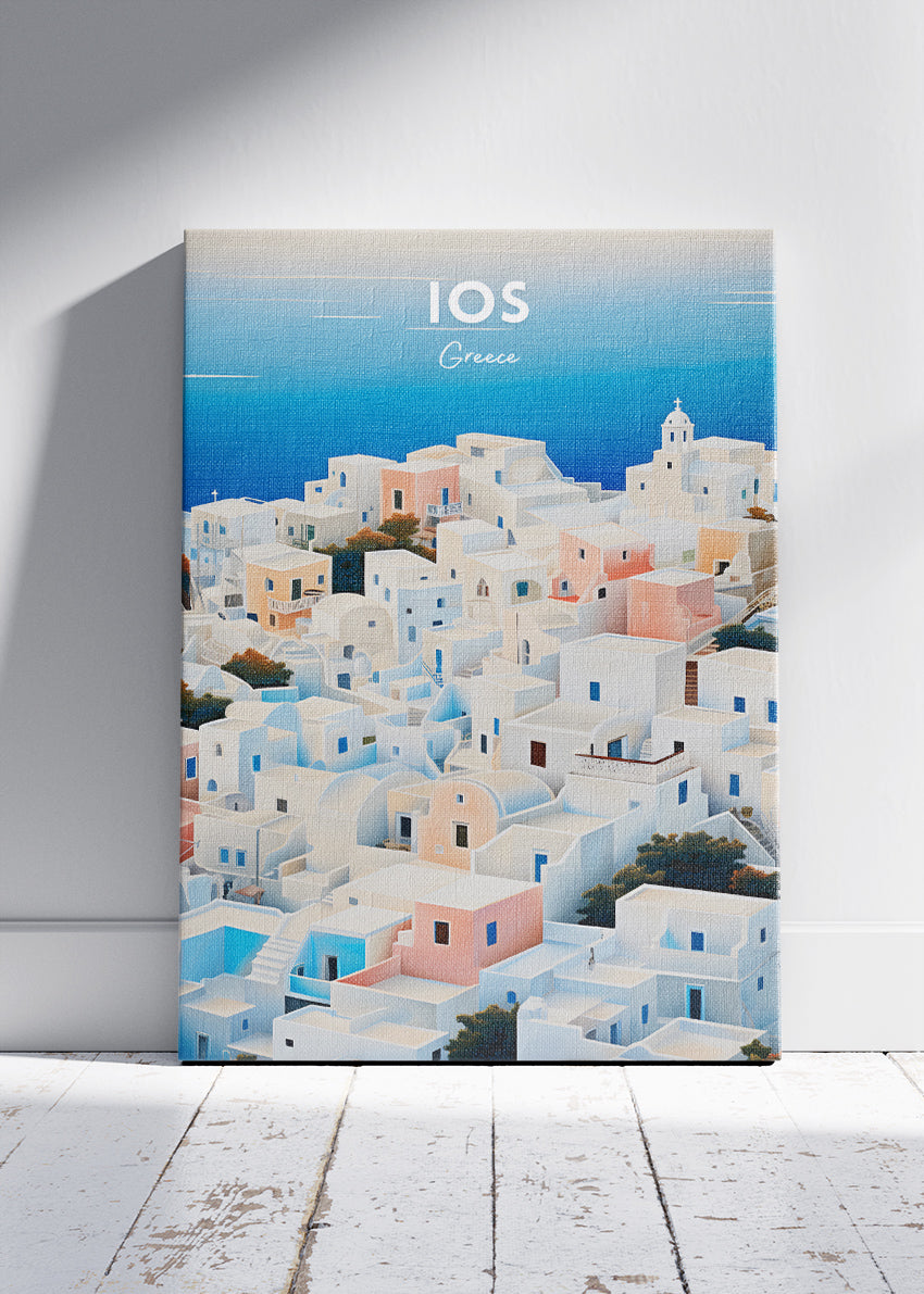 Ios Greece Poster & Canvas Print – Vintage Cycladic Island Art